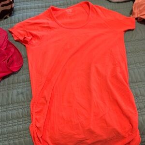 Athleta Neon Coral Short Sleeve Scoop Neck Tee